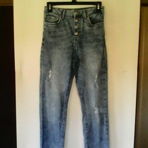 Forever 21 Distressed 27 Button Front Jeans